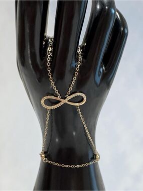 14K Gold Infinity Hand Chain Bracelet